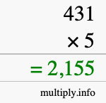 How to calculate 431 times 5 using long multiplication How to calculate 431 times 5 using long multiplication