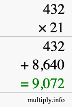 How to calculate 432 times 21 using long multiplication How to calculate 432 times 21 using long multiplication