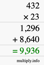 How to calculate 432 times 23 using long multiplication How to calculate 432 times 23 using long multiplication