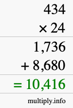 How to calculate 434 times 24 using long multiplication How to calculate 434 times 24 using long multiplication