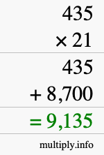 How to calculate 435 times 21 using long multiplication