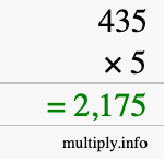 How to calculate 435 times 5 using long multiplication How to calculate 435 times 5 using long multiplication