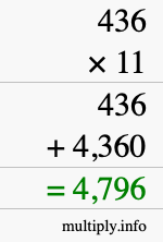 How to calculate 436 times 11 using long multiplication