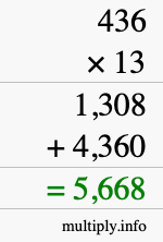 How to calculate 436 times 13 using long multiplication How to calculate 436 times 13 using long multiplication
