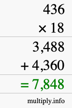 How to calculate 436 times 18 using long multiplication How to calculate 436 times 18 using long multiplication