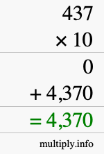 How to calculate 437 times 10 using long multiplication