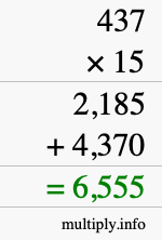 How to calculate 437 times 15 using long multiplication How to calculate 437 times 15 using long multiplication