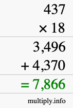 How to calculate 437 times 18 using long multiplication How to calculate 437 times 18 using long multiplication