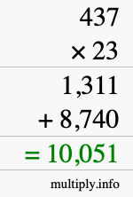 How to calculate 437 times 23 using long multiplication How to calculate 437 times 23 using long multiplication