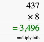 How to calculate 437 times 8 using long multiplication