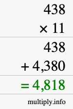 How to calculate 438 times 11 using long multiplication