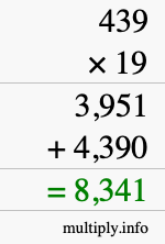 How to calculate 439 times 19 using long multiplication