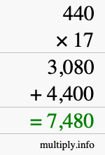 How to calculate 440 times 17 using long multiplication How to calculate 440 times 17 using long multiplication