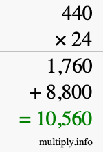 How to calculate 440 times 24 using long multiplication How to calculate 440 times 24 using long multiplication