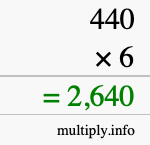 How to calculate 440 times 6 using long multiplication How to calculate 440 times 6 using long multiplication