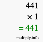 How to calculate 441 times 1 using long multiplication