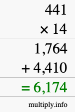 How to calculate 441 times 14 using long multiplication How to calculate 441 times 14 using long multiplication