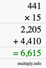How to calculate 441 times 15 using long multiplication How to calculate 441 times 15 using long multiplication