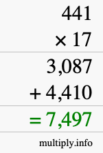 How to calculate 441 times 17 using long multiplication How to calculate 441 times 17 using long multiplication