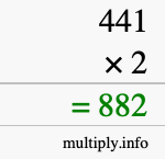 How to calculate 441 times 2 using long multiplication How to calculate 441 times 2 using long multiplication