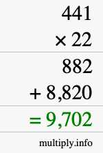 How to calculate 441 times 22 using long multiplication How to calculate 441 times 22 using long multiplication