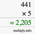 How to calculate 441 times 5 using long multiplication How to calculate 441 times 5 using long multiplication