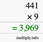 How to calculate 441 times 9 using long multiplication