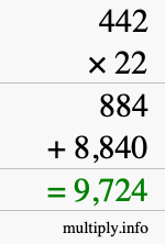 How to calculate 442 times 22 using long multiplication How to calculate 442 times 22 using long multiplication