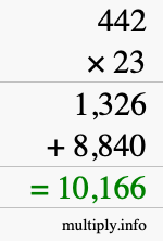 How to calculate 442 times 23 using long multiplication How to calculate 442 times 23 using long multiplication