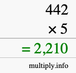 How to calculate 442 times 5 using long multiplication How to calculate 442 times 5 using long multiplication
