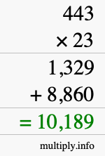 How to calculate 443 times 23 using long multiplication How to calculate 443 times 23 using long multiplication