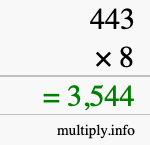 How to calculate 443 times 8 using long multiplication How to calculate 443 times 8 using long multiplication