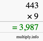 How to calculate 443 times 9 using long multiplication How to calculate 443 times 9 using long multiplication