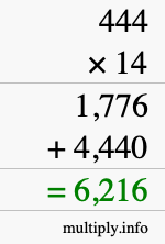 How to calculate 444 times 14 using long multiplication How to calculate 444 times 14 using long multiplication