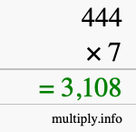 How to calculate 444 times 7 using long multiplication How to calculate 444 times 7 using long multiplication