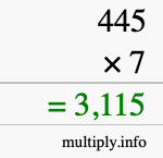 How to calculate 445 times 7 using long multiplication How to calculate 445 times 7 using long multiplication