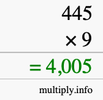 How to calculate 445 times 9 using long multiplication