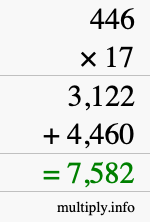 How to calculate 446 times 17 using long multiplication How to calculate 446 times 17 using long multiplication