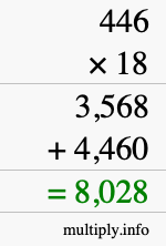 How to calculate 446 times 18 using long multiplication How to calculate 446 times 18 using long multiplication