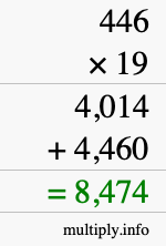 How to calculate 446 times 19 using long multiplication