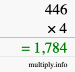 How to calculate 446 times 4 using long multiplication