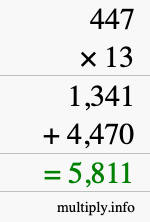 How to calculate 447 times 13 using long multiplication How to calculate 447 times 13 using long multiplication