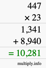 How to calculate 447 times 23 using long multiplication How to calculate 447 times 23 using long multiplication