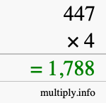 How to calculate 447 times 4 using long multiplication How to calculate 447 times 4 using long multiplication