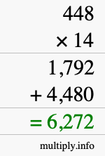 How to calculate 448 times 14 using long multiplication How to calculate 448 times 14 using long multiplication
