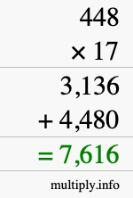 How to calculate 448 times 17 using long multiplication How to calculate 448 times 17 using long multiplication