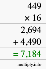 How to calculate 449 times 16 using long multiplication How to calculate 449 times 16 using long multiplication