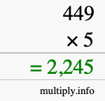 How to calculate 449 times 5 using long multiplication How to calculate 449 times 5 using long multiplication