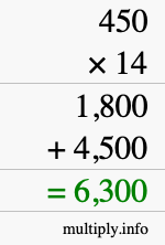 How to calculate 450 times 14 using long multiplication How to calculate 450 times 14 using long multiplication