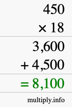 How to calculate 450 times 18 using long multiplication How to calculate 450 times 18 using long multiplication